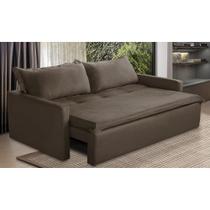 Sofá Sem Caixa Retrátil e Reclinável 2,00m com Molas Helena Suede Marrom Kaleo Decor