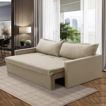 Sofá Sem Caixa Retrátil e Reclinável 2,00m com Molas Kiara Linho Bege Adonai Estofados