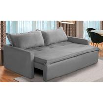 Sofá Sem Caixa Retrátil e Reclinável 2,00m com Molas Kiara Suede Cinza Adonai Estofados