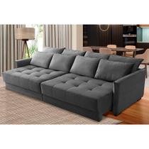 Sofá Sem Caixa Retrátil Reclinável 2,10m Clara Veludo Cinza Kaleo Decor