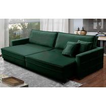 Sofá Sem Caixa Retrátil Reclinável 2,10m Katrina Veludo Verde Kaleo Decor Sofá Sem Caixa Retrátil Reclinável 2,10m Katrina Veludo Verde Kaleo Decor