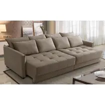 Sofá Sem Caixa Retrátil Reclinável 2,30m Carol Veludo Cappuccino Adonai Estofados