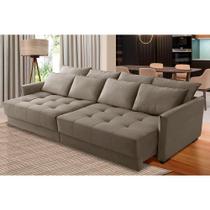 Sofá Sem Caixa Retrátil Reclinável 2,30m Clara Veludo Cappuccino Kaleo Decor