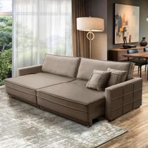 Sofá Sem Caixa Retrátil Reclinável 2,30m Karen Veludo Cappuccino Adonai Estofados