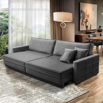 Sofá Sem Caixa Retrátil Reclinável 2,30m Karen Veludo Cinza Adonai Estofados