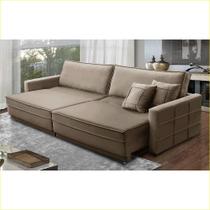 Sofá Sem Caixa Retrátil Reclinável 2,30m Karina Veludo Cappuccino Rover & Beato