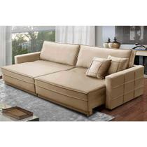 Sofá Sem Caixa Retrátil Reclinável 2,30m Katrina Veludo Bege Kaleo Decor Sofá Sem Caixa Retrátil Reclinável 2,30m Katrina Veludo Bege Kaleo Decor