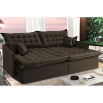 Sofá Sem Caixa Retrátil Reclinável 2,35m Cama inBox Versátil com Pillow Top e Molas Velusoft Café Sofá Sem Caixa Retrátil Reclinável 2,35m Cama inBox Versátil com Pillow Top e Molas Velusoft Café
