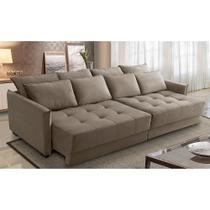 Sofá Sem Caixa Retrátil Reclinável 2,50m Carol Veludo Cappuccino Adonai Estofados