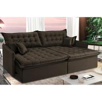 Sofá Sem Caixa Retrátil Reclinável 2,95m Cama inBox Versátil com Pillow Top e Molas Velusoft Café Sofá Sem Caixa Retrátil Reclinável 2,95m Cama inBox Versátil com Pillow Top e Molas Velusoft Café