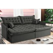 Sofá Sem Caixa Retrátil Reclinável 2,95m Cama inBox Versátil com Pillow Top e Molas Velusoft Cinza Sofá Sem Caixa Retrátil Reclinável 2,95m Cama inBox Versátil com Pillow Top e Molas Velusoft Cinza