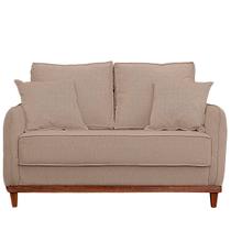 Sofa Sena 3 Lugares Base de Madeira para Sala Hotel Linho Bege Sofa Sena 3 Lugares Base de Madeira para Sala Hotel Linho Bege