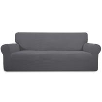 Sofá Slipcover Easy-Going Stretch de grandes dimensões, poliéster cinza