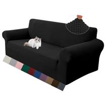 Sofá Slipcover LURKA Stretch Loveseat preto de 2 lugares Sofá Slipcover LURKA Stretch Loveseat preto de 2 lugares