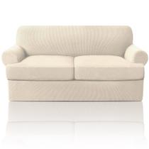 Sofá Slipcover PrinceDeco T Cushion Loveseat, cor natural