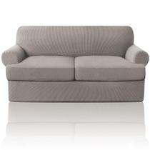 Sofá Slipcover PrinceDeco T Cushion Loveseat Taupe 3 peças Sofá Slipcover PrinceDeco T Cushion Loveseat Taupe 3 peças
