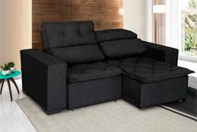 Sofá Soft Slim 2 Lugares Retrátil e Reclinável 1,50m com molas no assento Pluma Preto - Sofá Casa Sofá Soft Slim 2 Lugares Retrátil e Reclinável 1,50m com molas no assento Pluma Preto - Sofá Casa