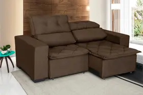 Sofá Soft Slim 3 Lugares Retrátil e Reclinável 2,00m com molas no assento Pluma Café - Sofá Casa Sofá Soft Slim 3 Lugares Retrátil e Reclinável 2,00m com molas no assento Pluma Café - Sofá Casa