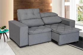 Sofá Soft Slim 3 Lugares Retrátil e Reclinável 2,00m com molas no assento Pluma Cinza - Sofá Casa Sofá Soft Slim 3 Lugares Retrátil e Reclinável 2,00m com molas no assento Pluma Cinza - Sofá Casa