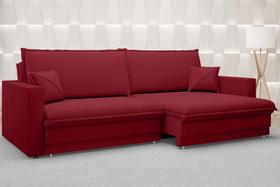 Sofá Tango 2,60m sem caixa, Retrátil e Reclinável Velosuede Vermelho - NETSOFAS