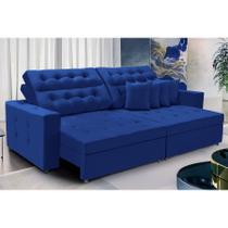 Sofá Texas 3.00m Retrátil e Reclinável - Azul Sofá Texas 3.00m Retrátil e Reclinável - Azul