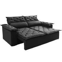 Sofá Top Compact 150 cm Retrátil e Reclinável com Molas Espirais Suede Preto - Sofá na Web Sofá Top Compact 150 cm Retrátil e Reclinável com Molas Espirais Suede Preto - Sofá na Web