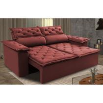 Sofá Top Compact 150cm Retrátil e Reclinável Suede Velusoft Vermelho- WS