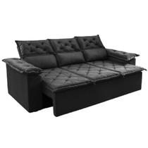 Sofá Top Compact 3 Lugares 2 metros Retrátil Reclinável Preto - Sofá na Web