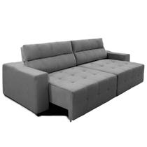 Sofá Top Lubeck 2 metros 3 Lugares Reclinável e Retrátil Suede Cinza - Sofá na Web Sofá Top Lubeck 2 metros 3 Lugares Reclinável e Retrátil Suede Cinza - Sofá na Web