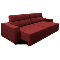 Sofá Top Lubeck 2 metros 3 Lugares Reclinável e Retrátil Suede Vermelho - Sofá na Web