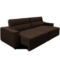 Sofá Top Lubeck 250 cm Retrátil e Reclinável Suede Marrom - Sofá na Web