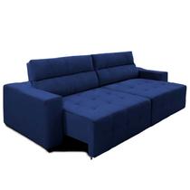 Sofá Top Lubeck 3 Lugares 290 cm Reclinável e Retrátil Suede Azul - Sofá na Web Sofá Top Lubeck 3 Lugares 290 cm Reclinável e Retrátil Suede Azul - Sofá na Web