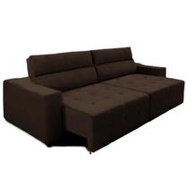 Sofá Top Lubeck 3 Lugares 290 cm Reclinável e Retrátil Suede Marrom - Sofá na Web Sofá Top Lubeck 3 Lugares 290 cm Reclinável e Retrátil Suede Marrom - Sofá na Web