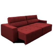 Sofá Top Lubeck Plus 2 metros 3 Lugares Reclinável e Retrátil Suede Vermelho - Sofá na Web