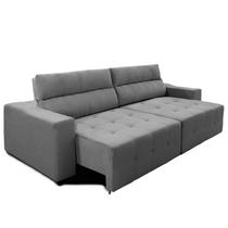 Sofá Top Lubeck Plus 210 cm 3 Lugares Retrátil e Reclinável Suede Cinza - Sofá na Web