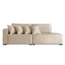 Sofá Toronto 230m Linho Bege Com Almofadas Decorativas - Conforto Premium