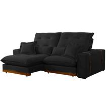 Sofá Toronto 4 Lugares Retrátil e Reclinável 250cm Tecido Veludo Aifos Cor Preto
