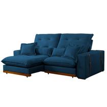 Sofá Toronto 4 Lugares Retrátil e Reclinável 250cm Tecido Veludo Di Vitrine Cor Azul