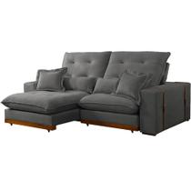 Sofá Toronto em Linho 4 Lugares Retrátil e Reclinável 250cm Di Vitrine Cor Cinza - Estrela Móveis Sofá Toronto em Linho 4 Lugares Retrátil e Reclinável 250cm Di Vitrine Cor Cinza - Estrela Móveis