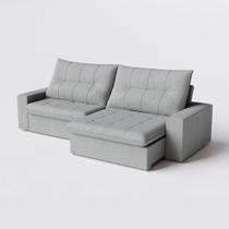 Sofá Toronto Retrátil e Reclinável 2,30m em Bouclé Texturizado Cinza - Home Mobily