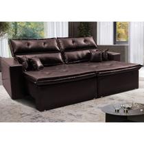 Sofá Tourino 2,02m Retrátil e Reclinável com Molas e Pillow no Assento material sintético Café - Cama InBox
