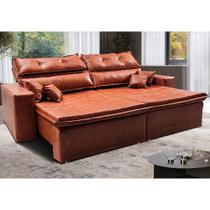 Sofá Tourino 2,02m Retrátil e Reclinável Molas e Pillow no Assento material sintético Caramelo - Cama InBox Sofá Tourino 2,02m Retrátil e Reclinável Molas e Pillow no Assento material sintético Caramelo - Cama InBox