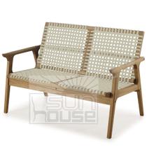 Sofa Trama 2 Lugares Estrutura em Madeira cor Stain Jatoba com Corda Trancada cor Areia - 64373 Sofa Trama 2 Lugares Estrutura em Madeira cor Stain Jatoba com Corda Trancada cor Areia - 64373