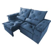 Sofá Tunísia 3 Lugares Retrátil e Reclinável 200cm Tecido Veludo Kasacomigo Cor Azul