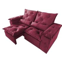 Sofá Tunísia 3 Lugares Retrátil e Reclinável 200cm Tecido Veludo Kasacomigo Cor Vermelho
