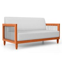 Sofá Varanda Samoa Madeira Maciça 02 Lugares com Cordas Náutica Linho Rústico Grigio - Abmaza Sofá Varanda Samoa Madeira Maciça 02 Lugares com Cordas Náutica Linho Rústico Grigio - Abmaza