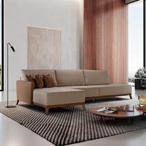 Sofá Versalhes com Chaise 320cm com Detalhes em material sintético Bege