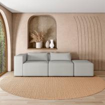 Sofá Versátil Sala de Estar Atlanta 318cm Modulado Bouclê Cinza G52 - Gran Belo Sofá Versátil Sala de Estar Atlanta 318cm Modulado Bouclê Cinza G52 - Gran Belo