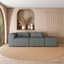 Sofá Versátil Sala de Estar Atlanta 318cm Modulado Linho Grafite G52 - Gran Belo Sofá Versátil Sala de Estar Atlanta 318cm Modulado Linho Grafite G52 - Gran Belo