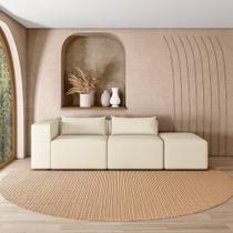 Sofá Versátil Sala de Estar Atlanta 378cm Modulado Bouclê Bege Claro G52 - Gran Belo